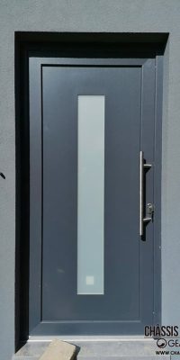 Porte PVC Gris Anthracite avec panneau decoratif 107